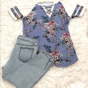 Trendy floral shirt and pair of pants